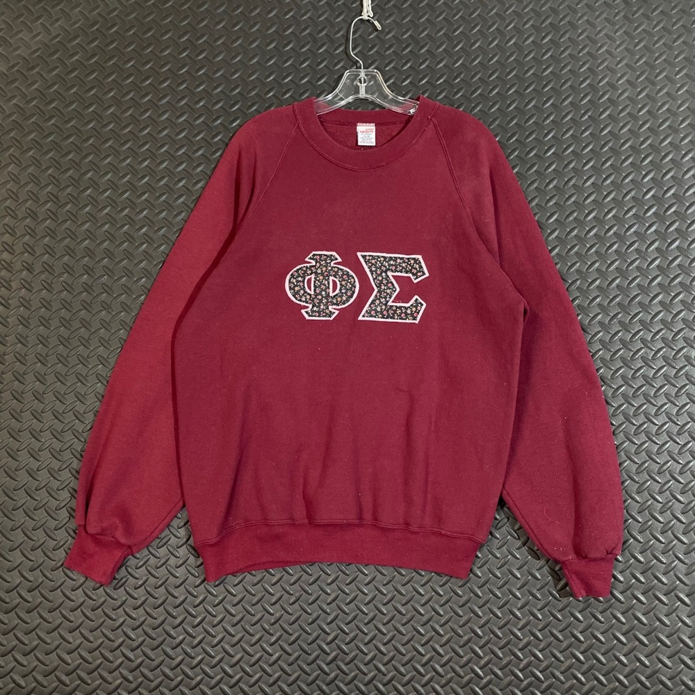 Vintage Super Weights By Russel Phi Sigma Maroon Crewneck Pullover Sweater XL 46